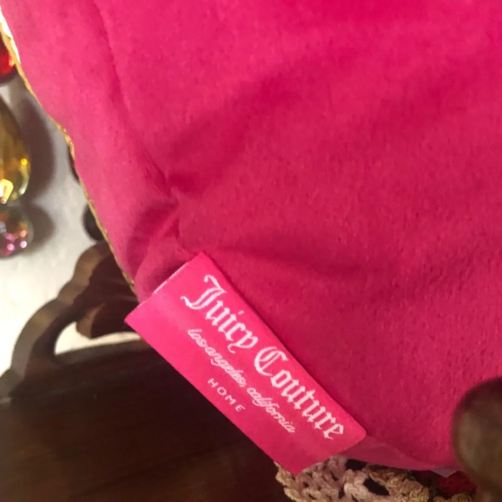NWT Juicy Couture Hot Pink & Gold Leopard Heart Accent Pillow